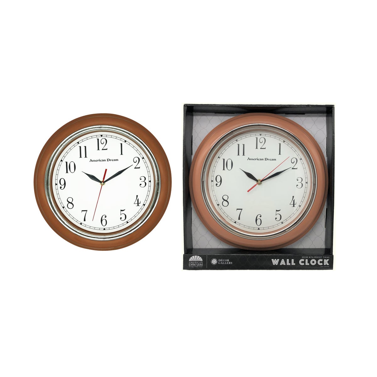 Wall Clock 13in Brown