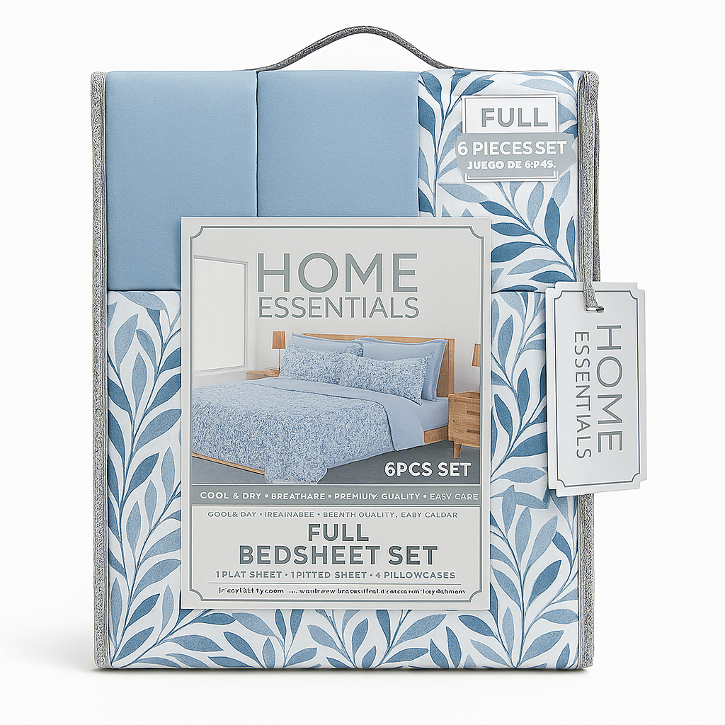 Bed Sheet Set Full 6 Piece Assorted