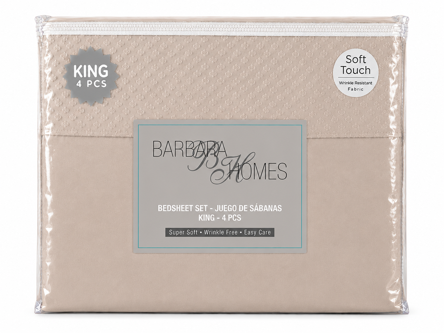 Bed Sheet Set King 4 Piece Assorted Solid Colours