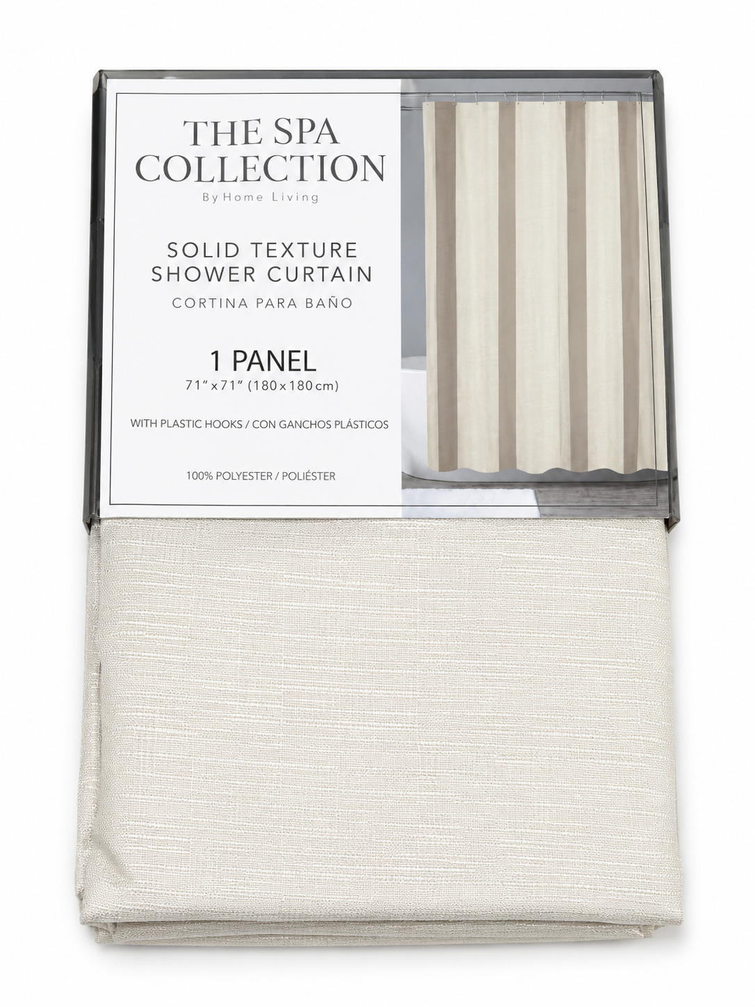 Shower Curtain with Hooks Beige