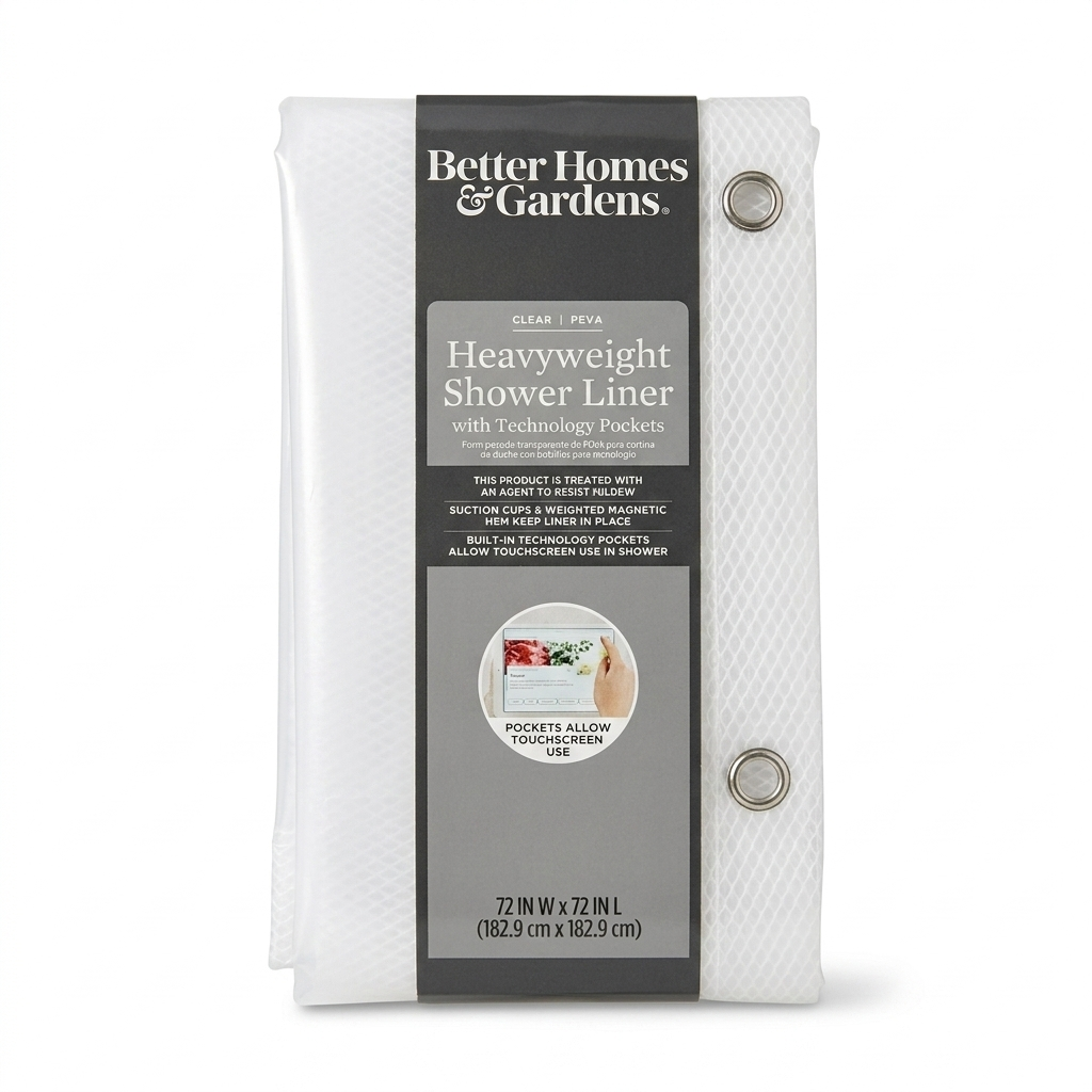 Heavyweight Shower Liner with 5 Mesh Pockets