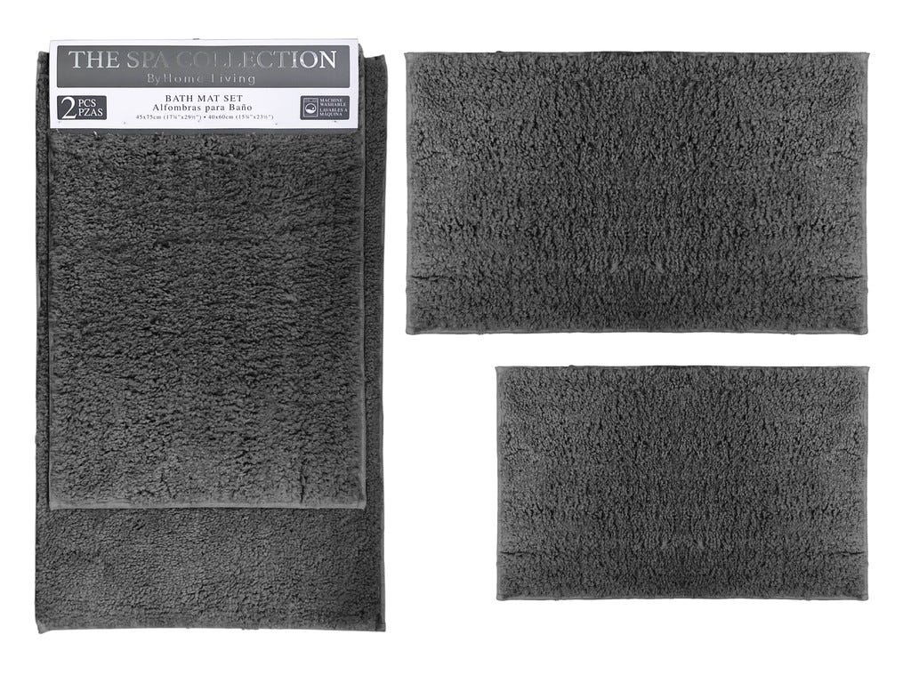 Bath Mat Set 2 piece Dark Grey