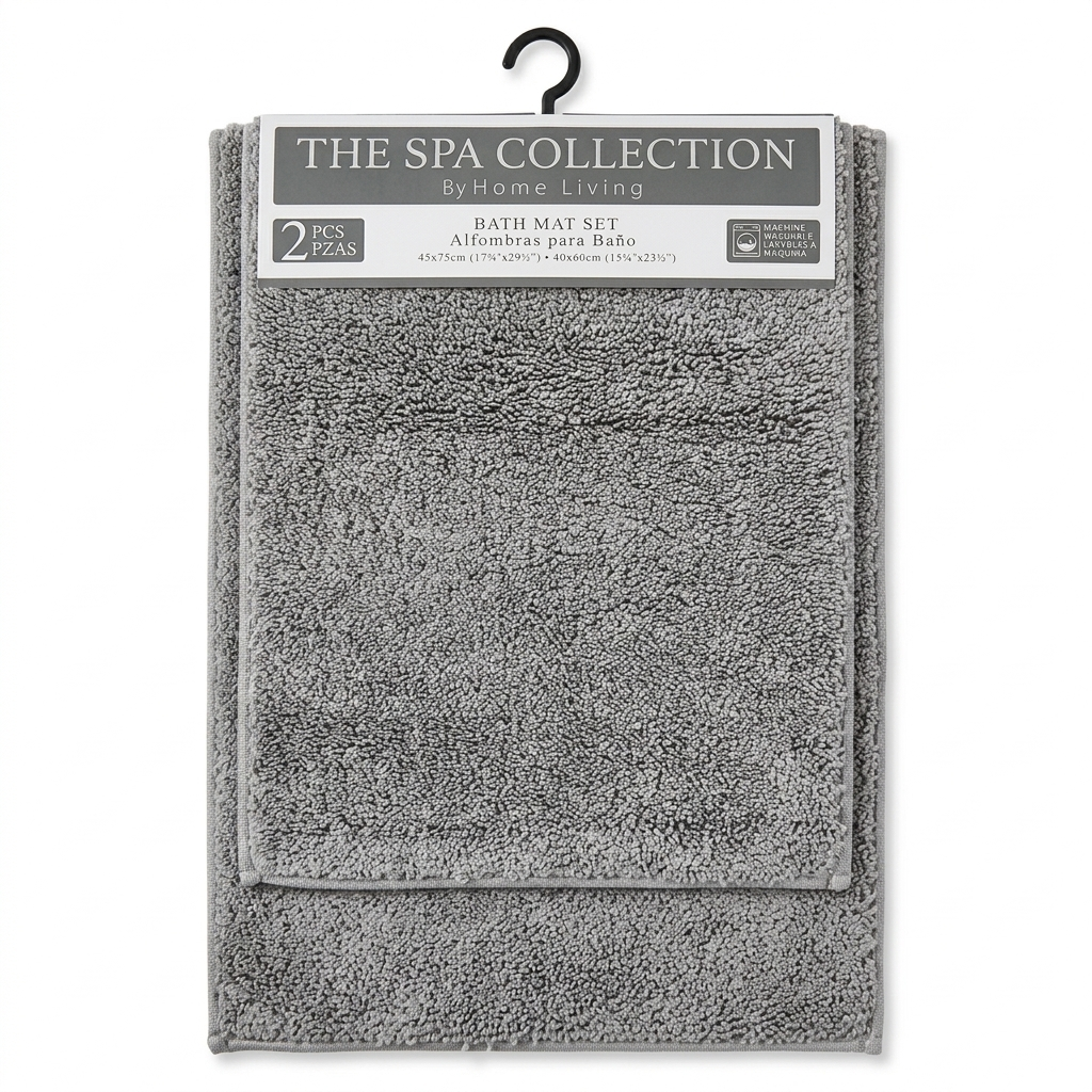 Bath Mat Set 2 piece Silver Grey