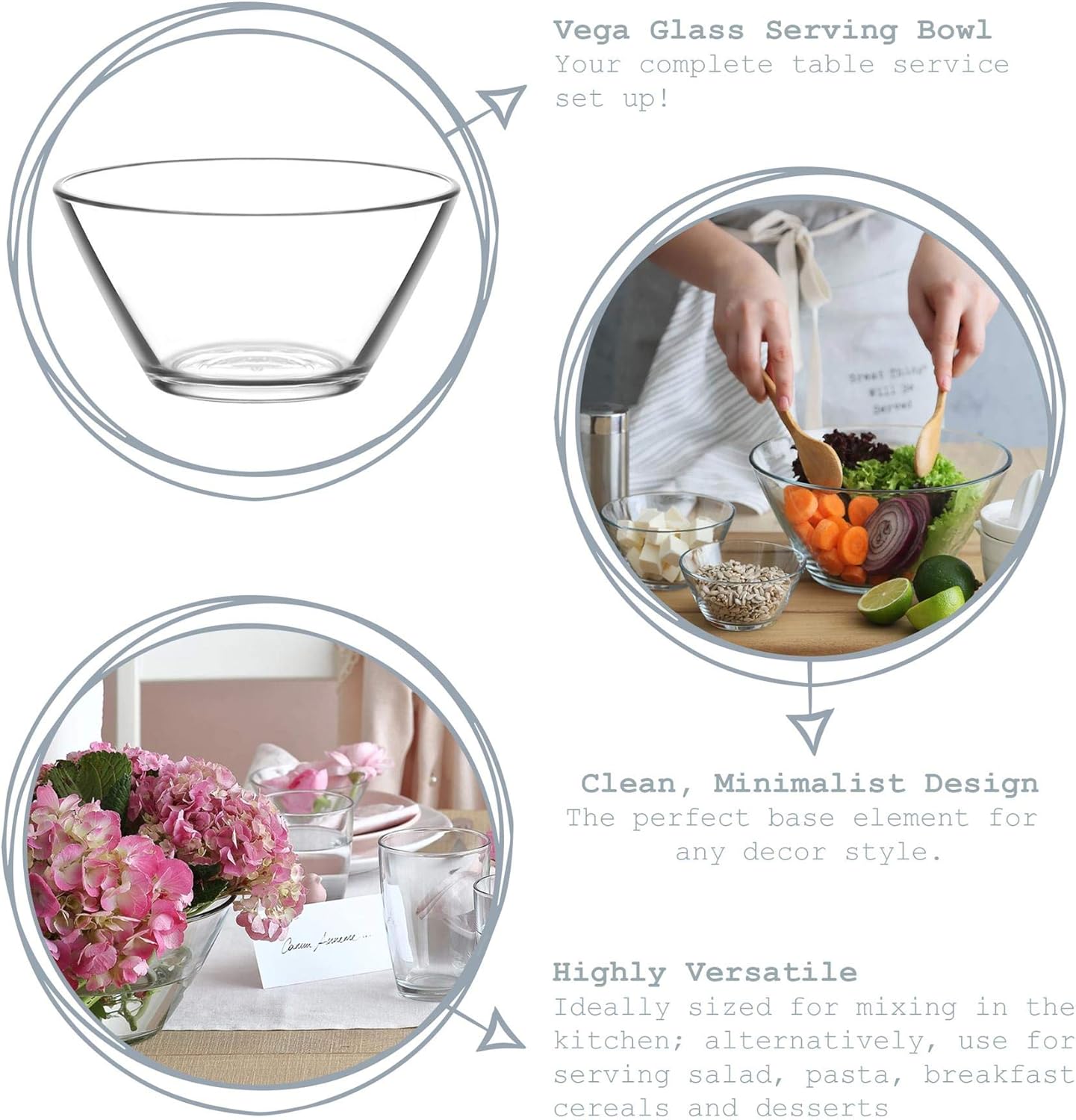 Glass Salad Bowl Clear Med