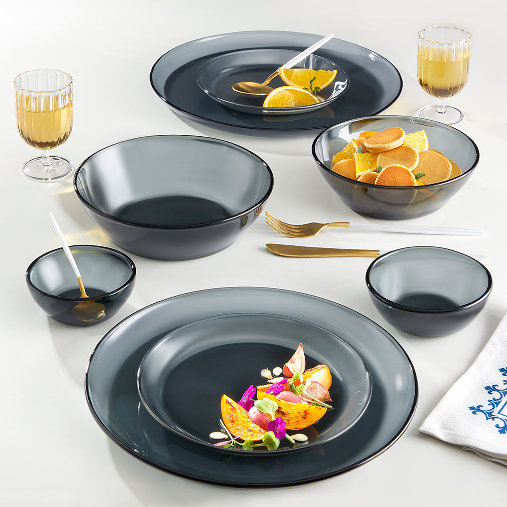 Glass Dinner Set 27pc Grey