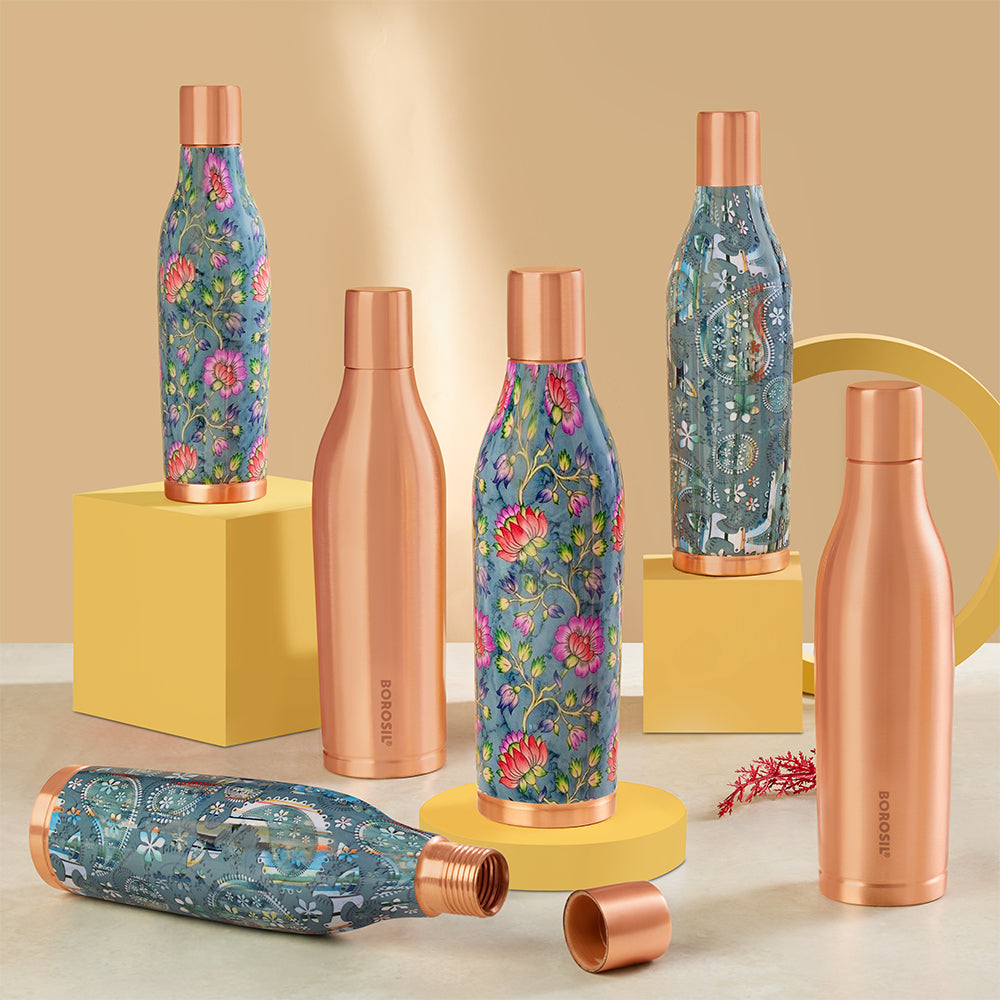 Gemini Copper Bottle Floral 800ml