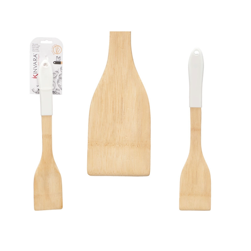 Bamboo Spatula wWhite Handle