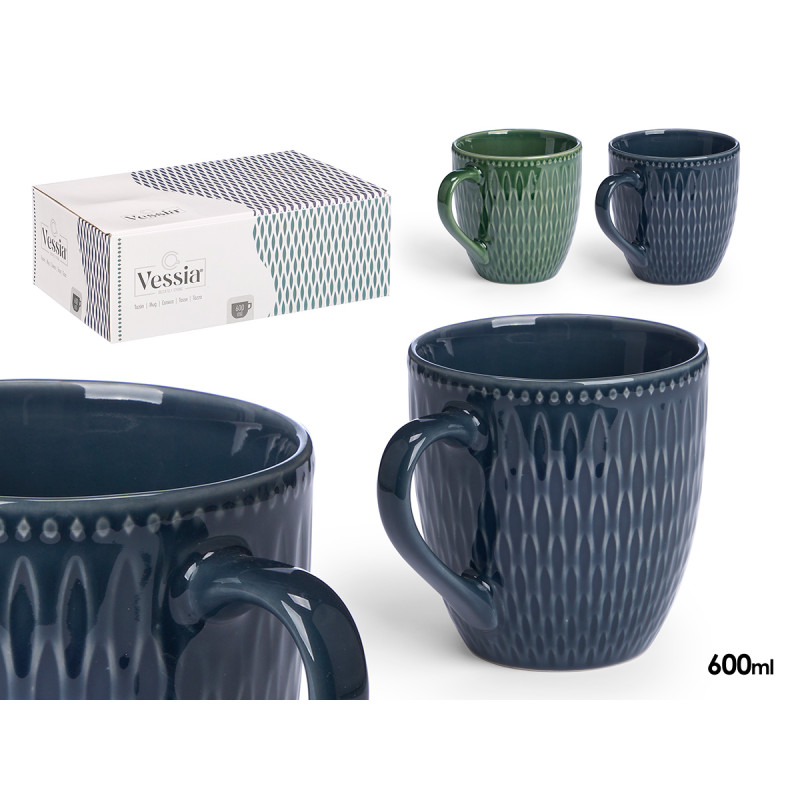 Ceramic Breakfast Mug 2Assorted 600ml