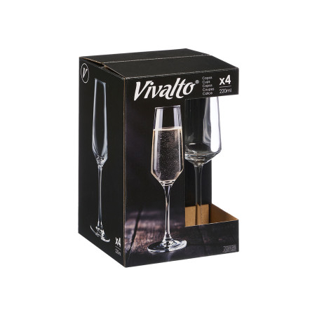Cava Champagne Glass Set 4pc 220ml