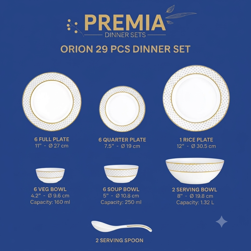 Glass Dinnerware Set 29pc Orion