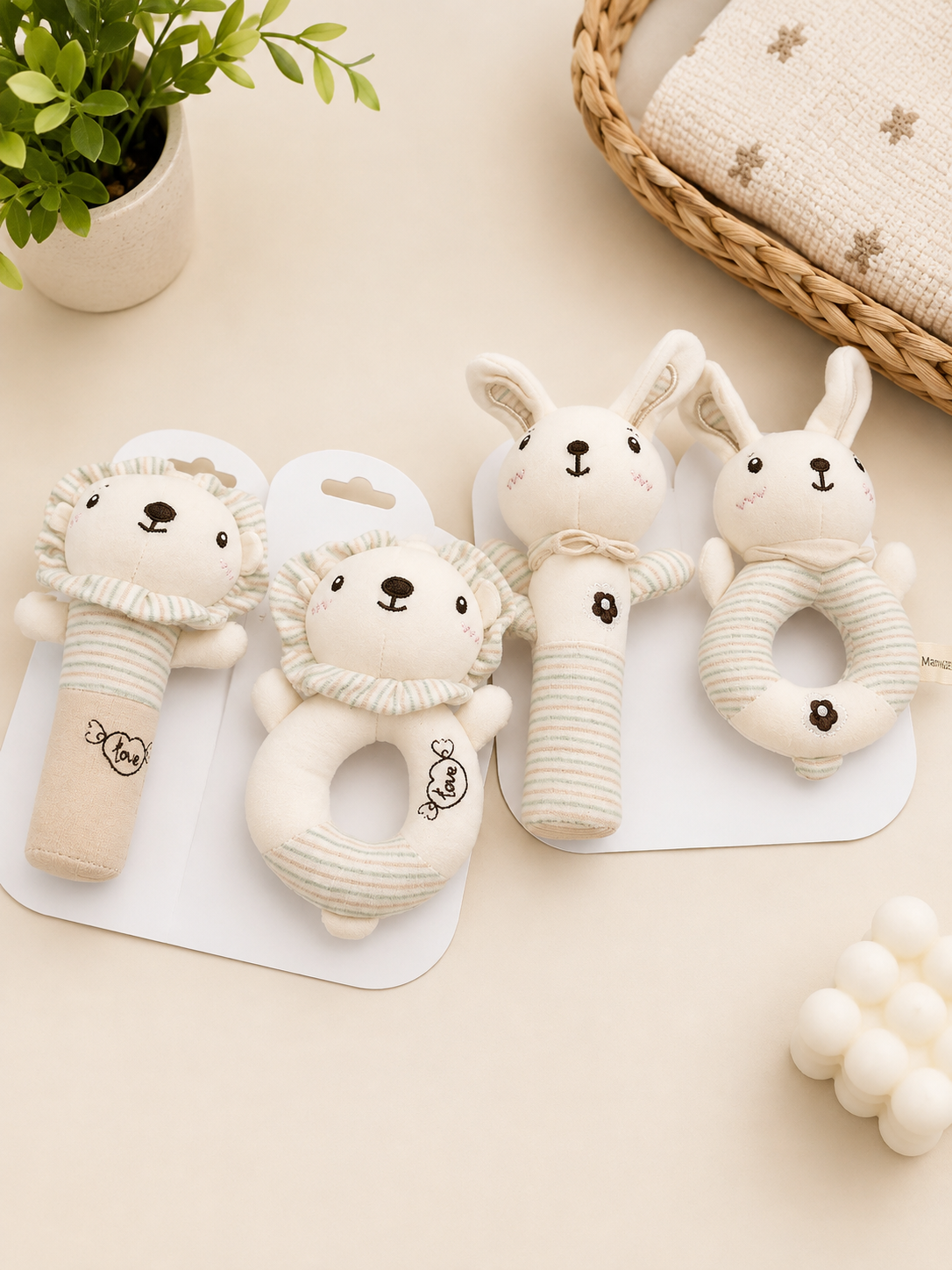 Plush Baby Rattle Toy Set