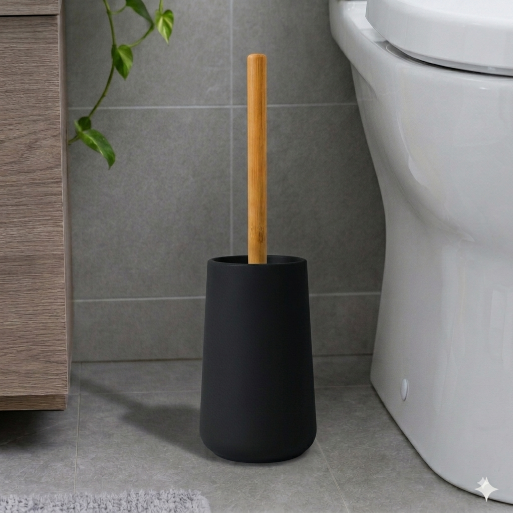Toilet Brush and Holder Set Black