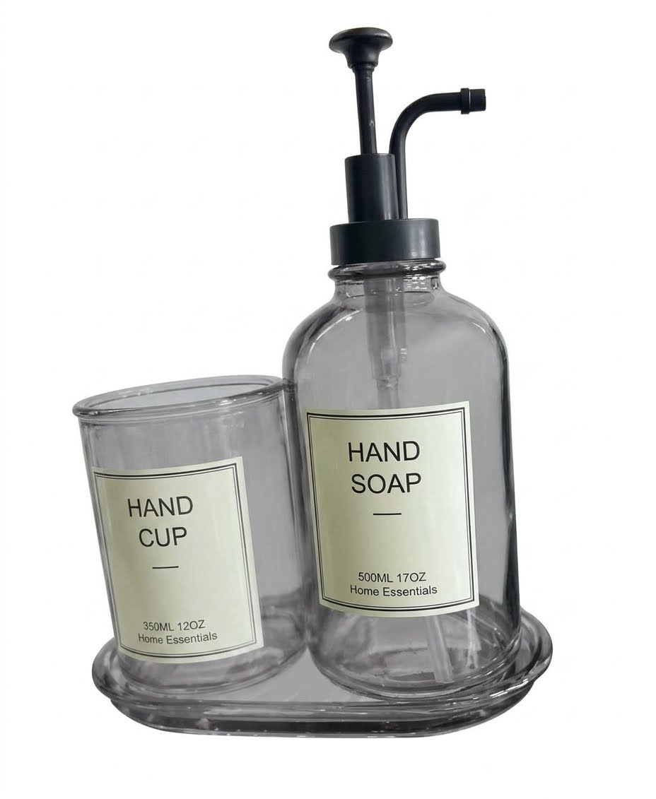 Glass Soap Dispenser Grey 17oz