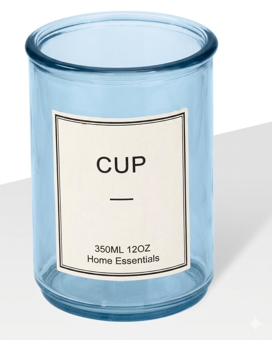 Glass Cup Holder 12oz Lght Blue