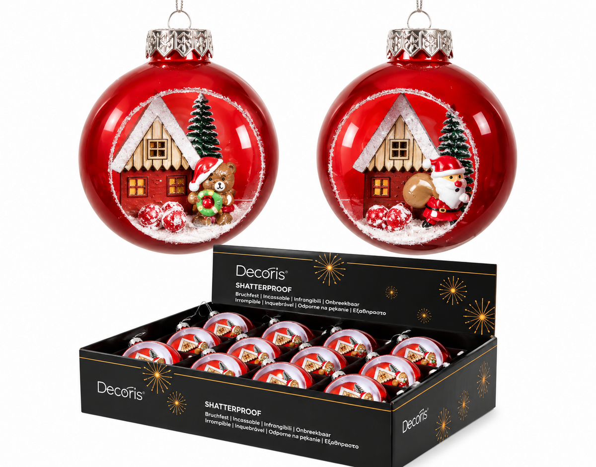 Bauble Shtprf Cutout Red 8cm