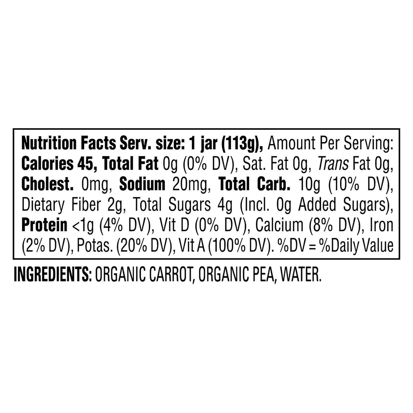 OHB CC Carrot Peas 4oz Jar