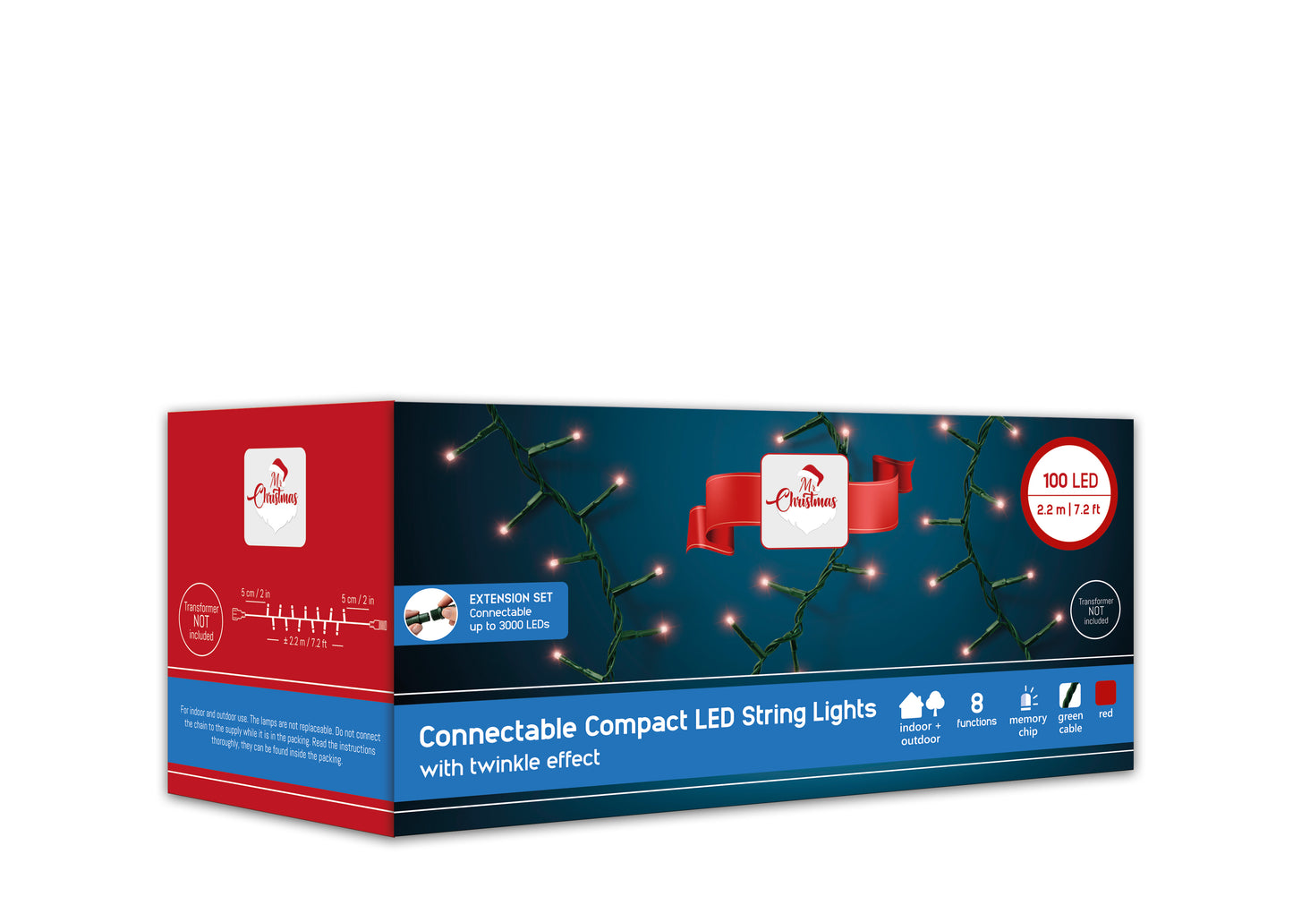 Connect Led String Lgts 100 Red