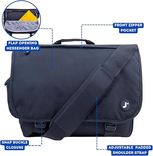 J World Thomas Laptop Messenger Bag Black 12in