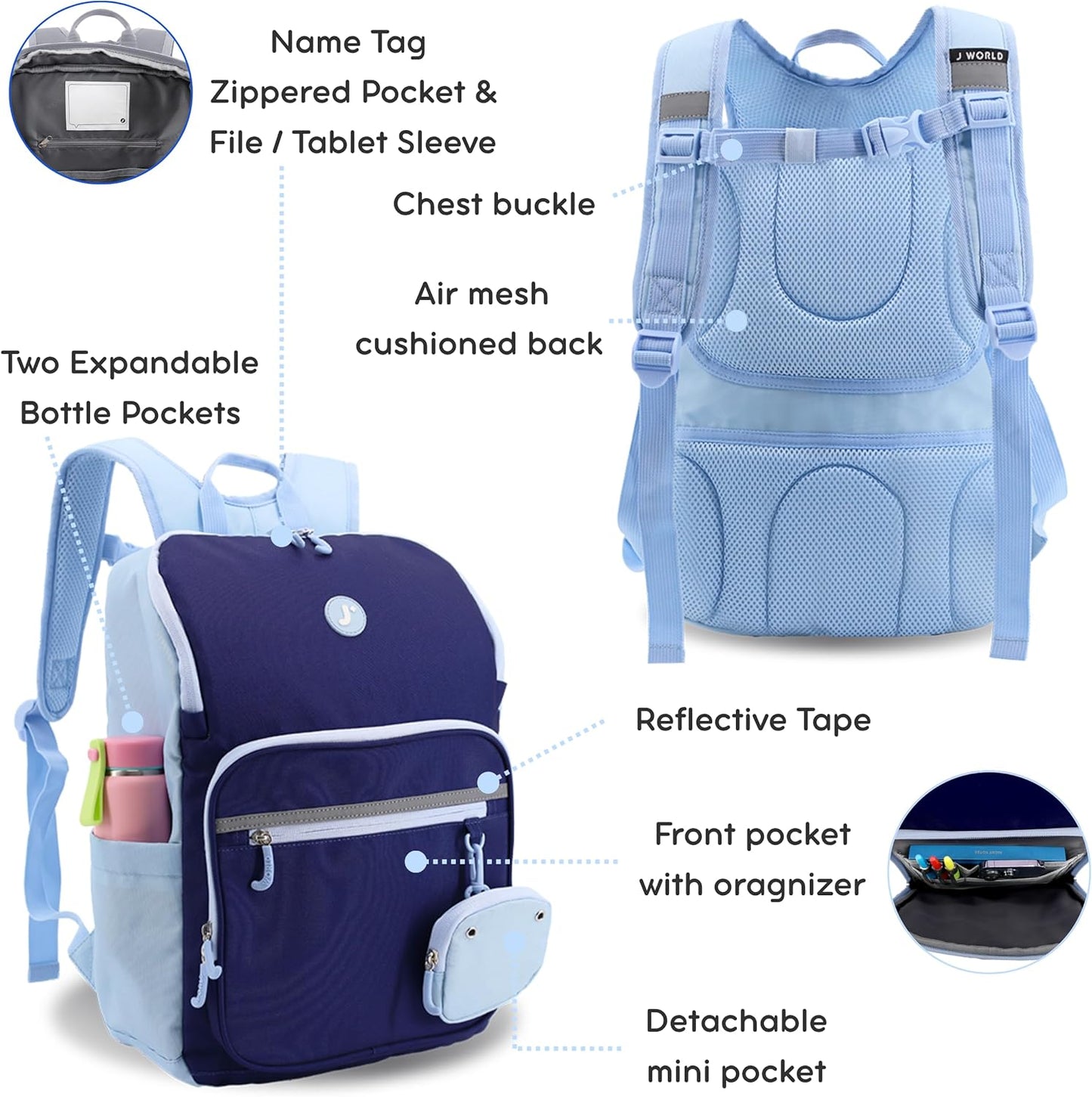 J World Junior Backpack+Lunch Bag Set Navy