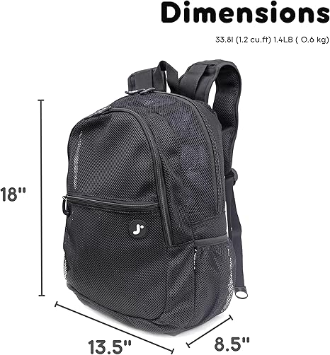 J World Mesh Backpack Black 18in