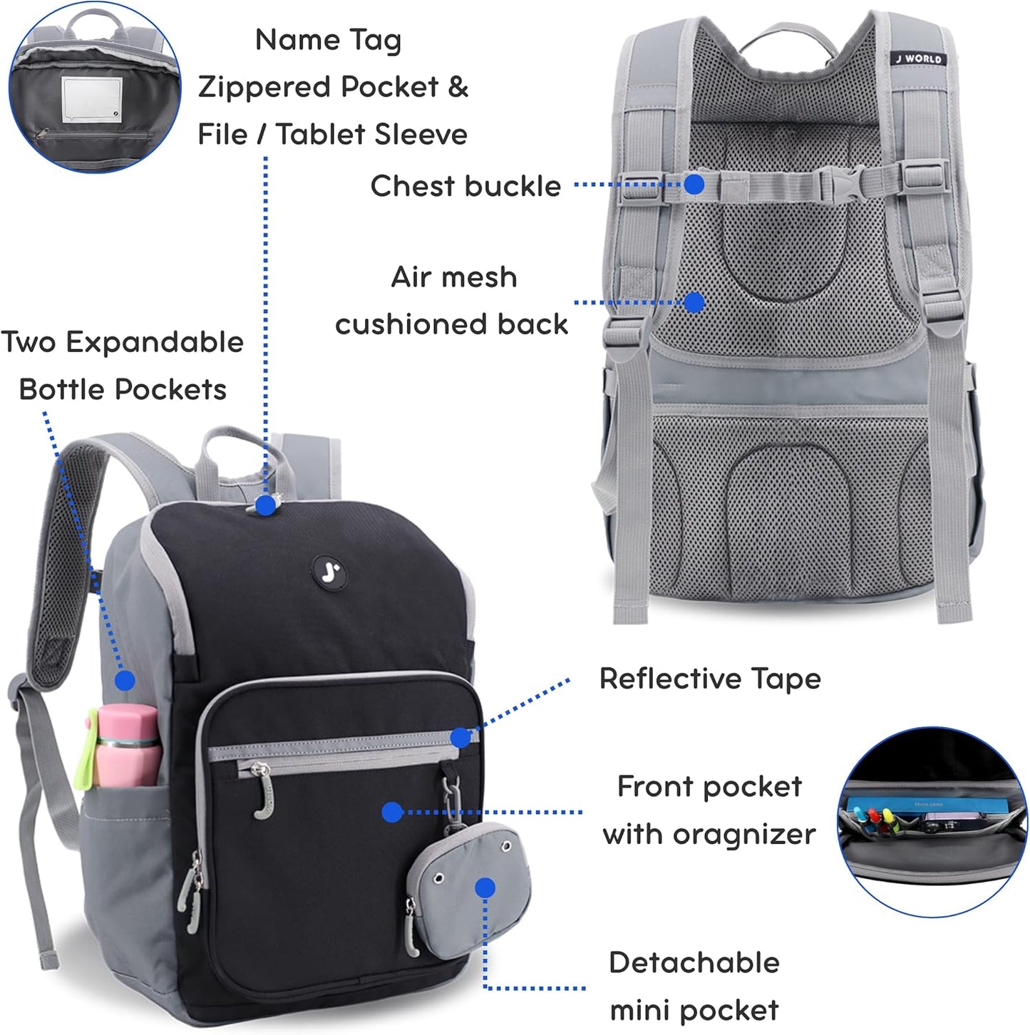 J World Junior Backpack+Lunch Bag Set Black