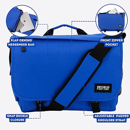 J World Thomas Laptop Messenger Bag Blue 12in