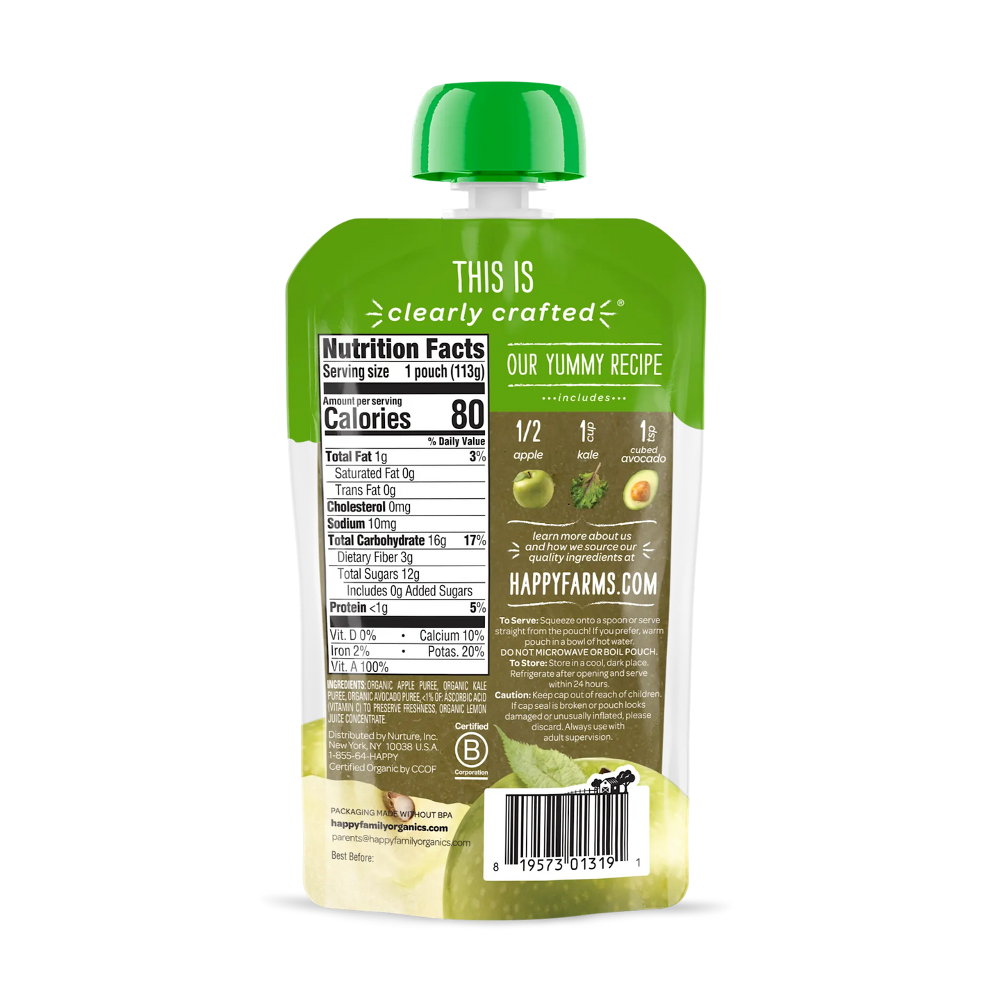 OHB CC App Kale Avo 4oz Pch Stg2 6mths+