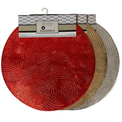 Mettalic Mat PVC round 15"4Pcs Set