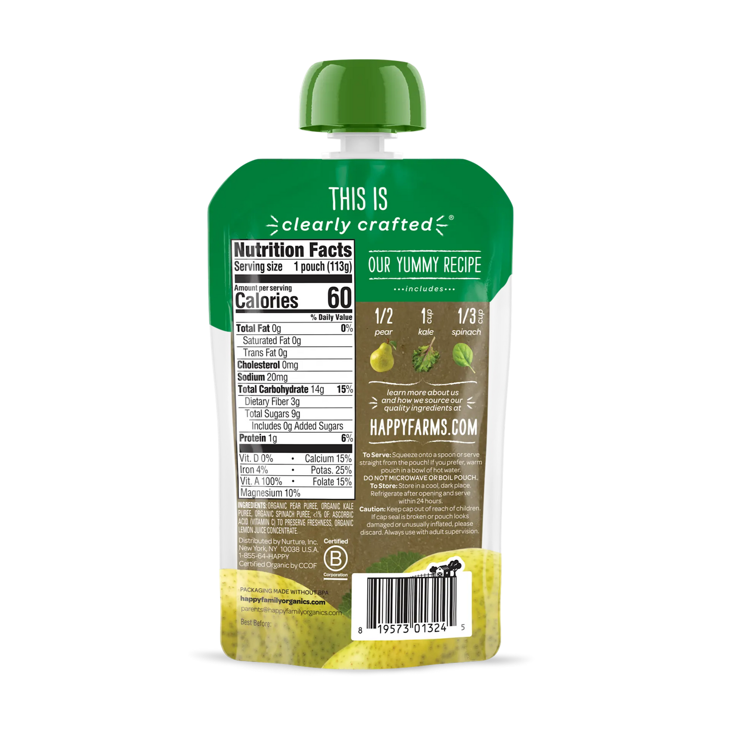 OHB CC Pear Kale Spin 4oz Pch Stg2 6mths+