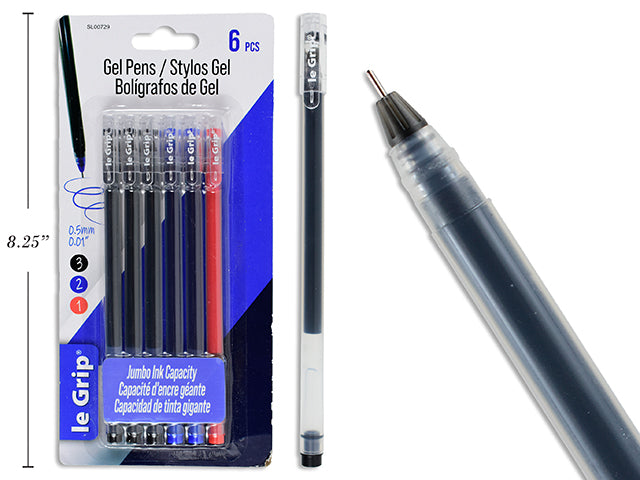 Pens Gel Stick 6pc Asst