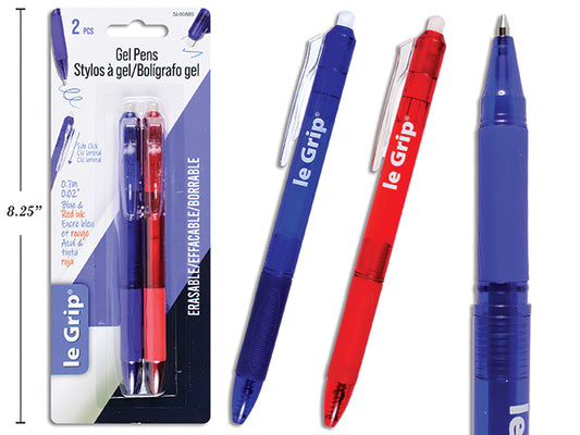 le Grip Erasable Gel Pens 2pk