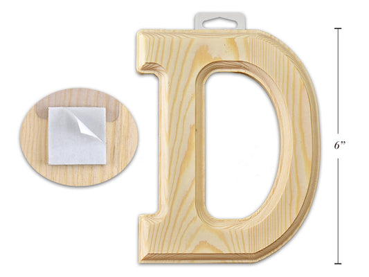Natural Wood Letter D 6in