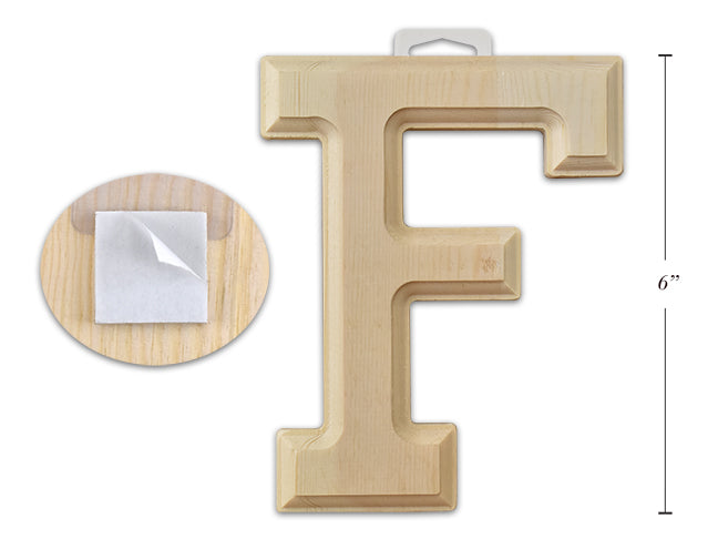 Natural Wood Letter F 6in