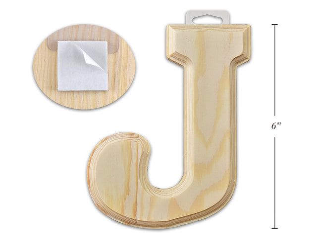 Natural Wood Letter J 6in