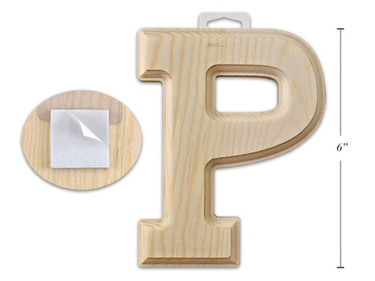 Natural Wood Letter P 6in
