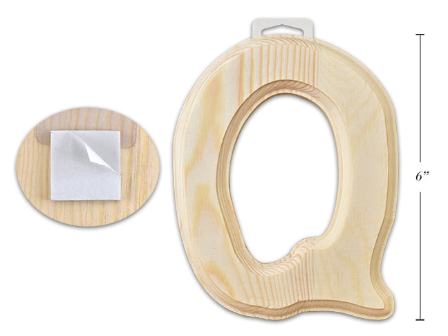 Natural Wood Letter Q 6in