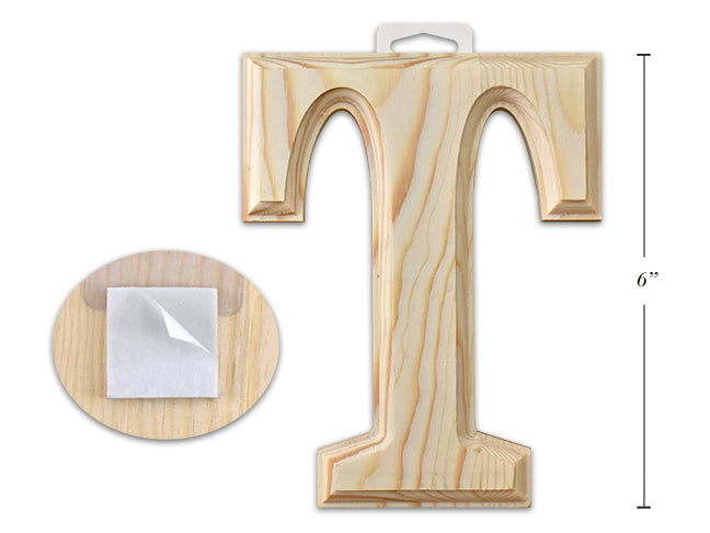 Natural Wood Letter T 6in