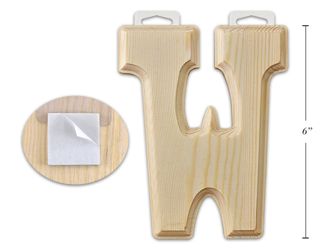 Natural Wood Letter W 6in