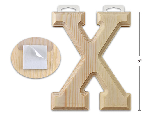 Natural Wood Letter X 6in
