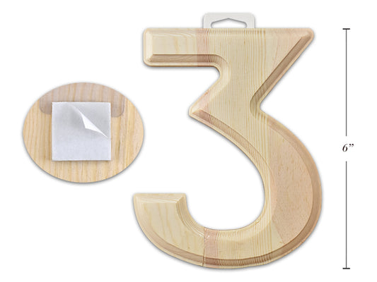 Natural Wood Number 3 6in