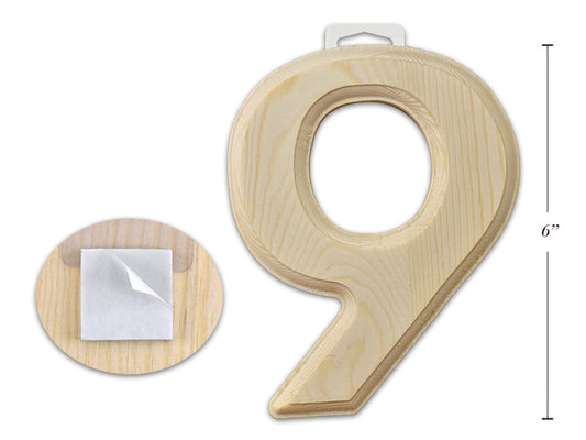Natural Wood Number 9 6in