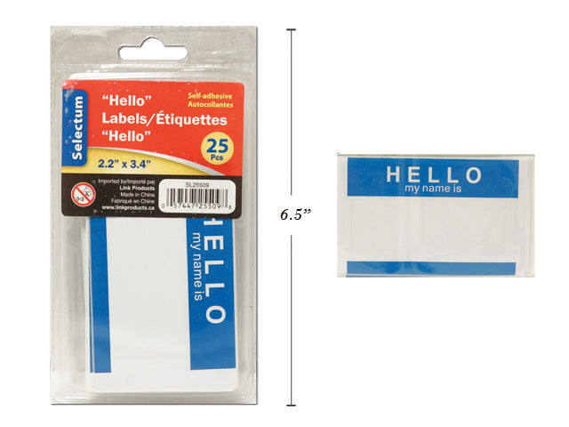 Self Adhesive Hello Labels 25pk