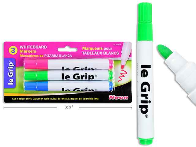 Le Grip W/Board Markers 3pk Neon