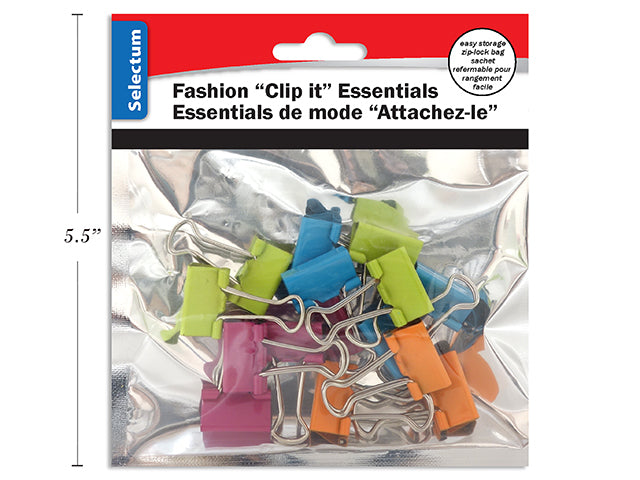 Coloured Foldback Clips 15Pk