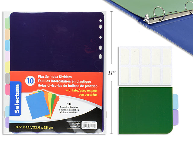 Plastic Index Dividers wTabs 10pc