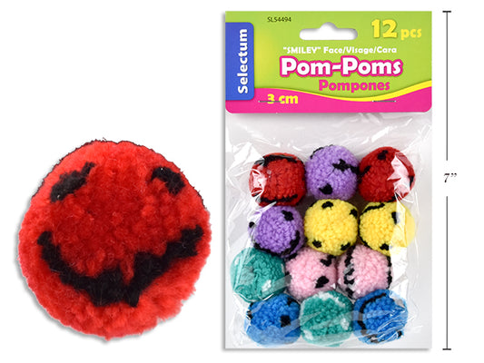 Selectum Smiley Pom Poms 12pk 3cm