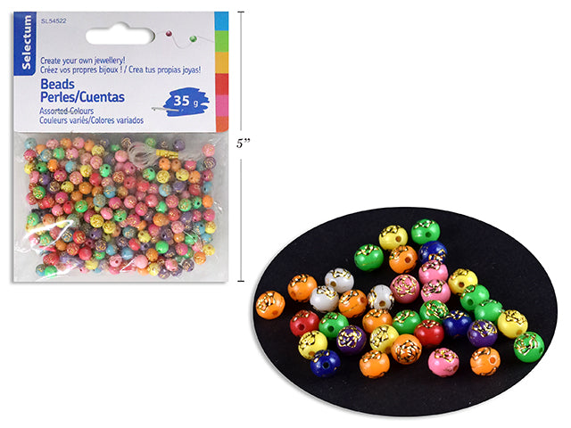 Round Col Beads W.Motifs 35g