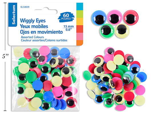 Wiggly Eyes Asst Colours 60pk