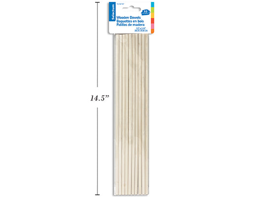 Wooden Dowels 10pc 12X1/4