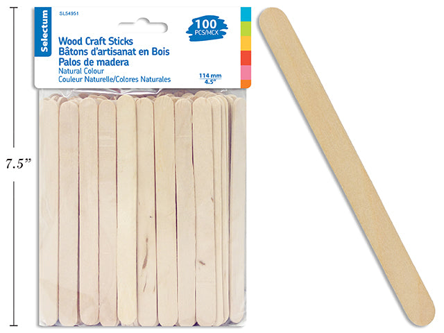 Natural Wood Craft Sticks100pc